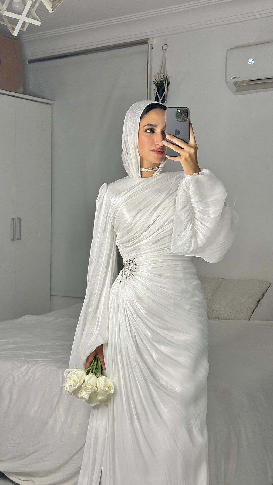 Off-white Draped Soiree Dress