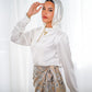 Beige Printed Satin Wrap Skirt