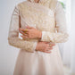 Champagne Embroidered Soiree Dress