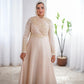 Champagne Embroidered Soiree Dress