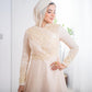 Champagne Embroidered Soiree Dress