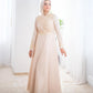 Champagne Embroidered Soiree Dress