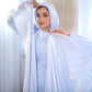 Baby-blue Draped Top Soiree Dress with Shoulder Extension