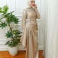 Gold Draped Soiree Dress