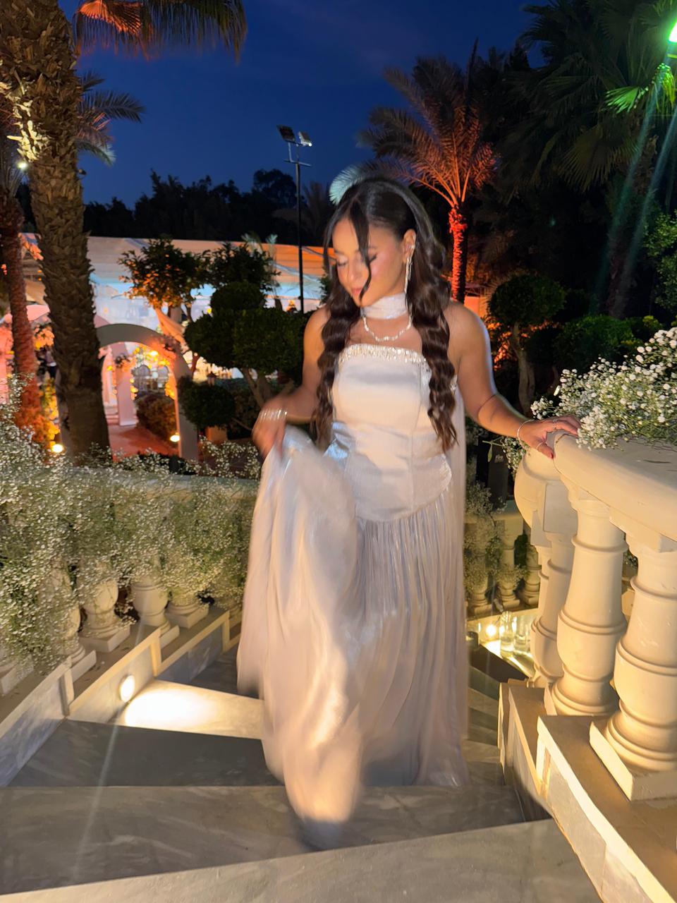 Silver Cup Soirèe Dress with Neck Wrap