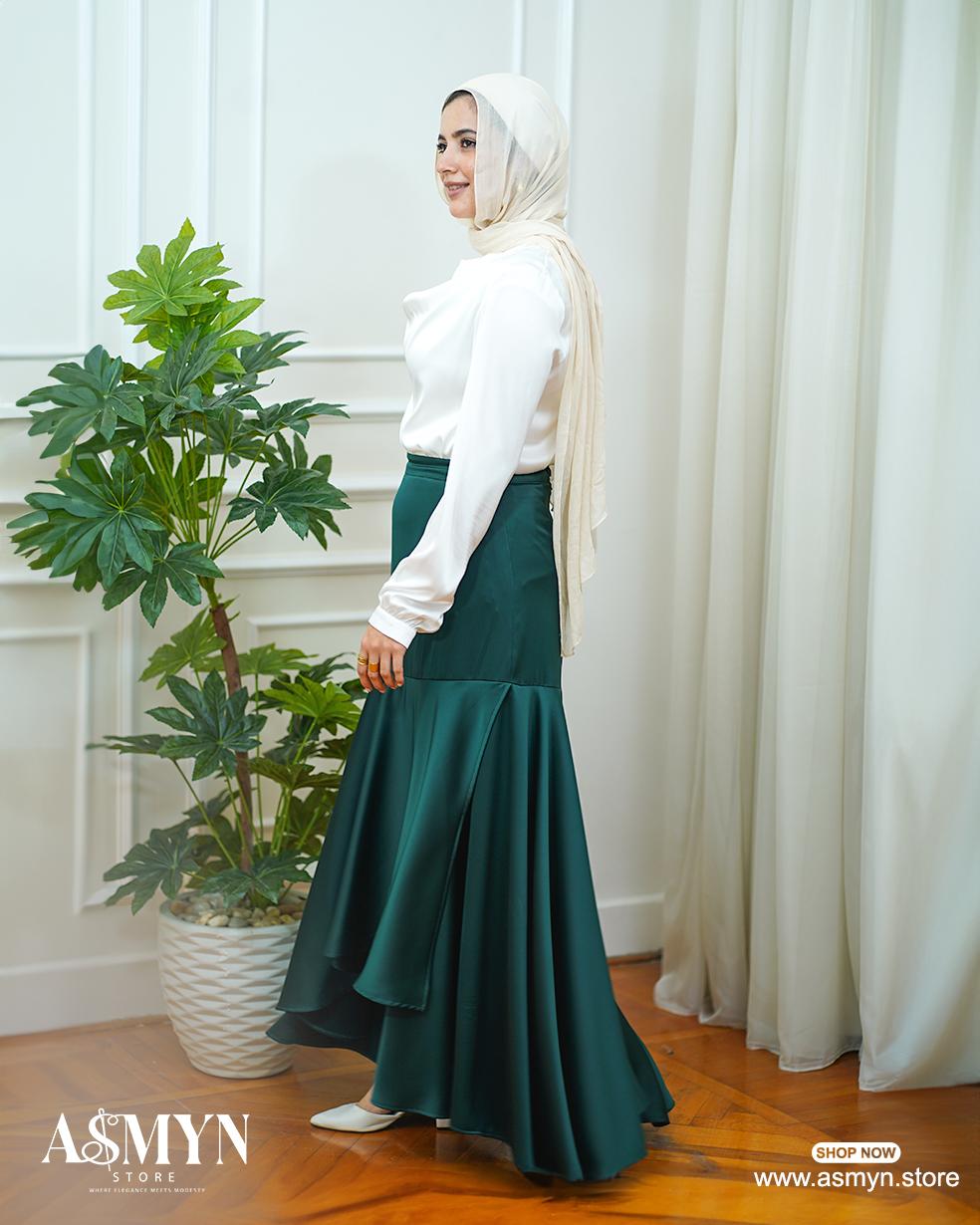 Forest Green Satin Skirt