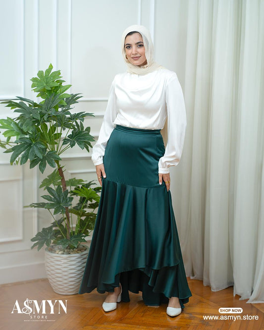 Forest Green Satin Skirt