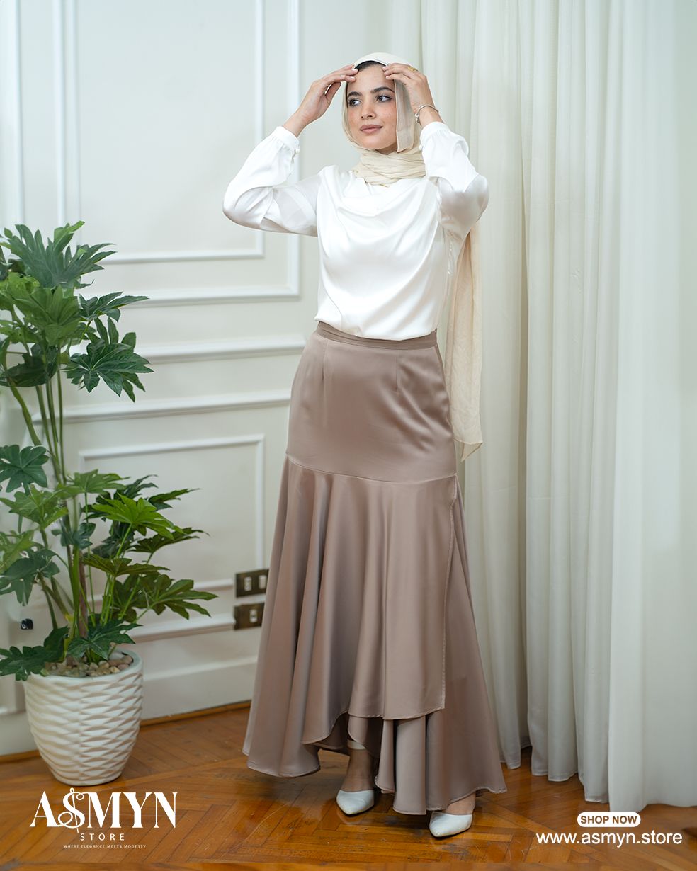 Beige Satin Skirt