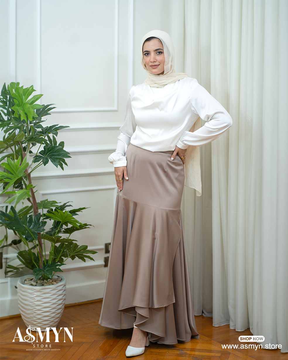 Beige Satin Skirt