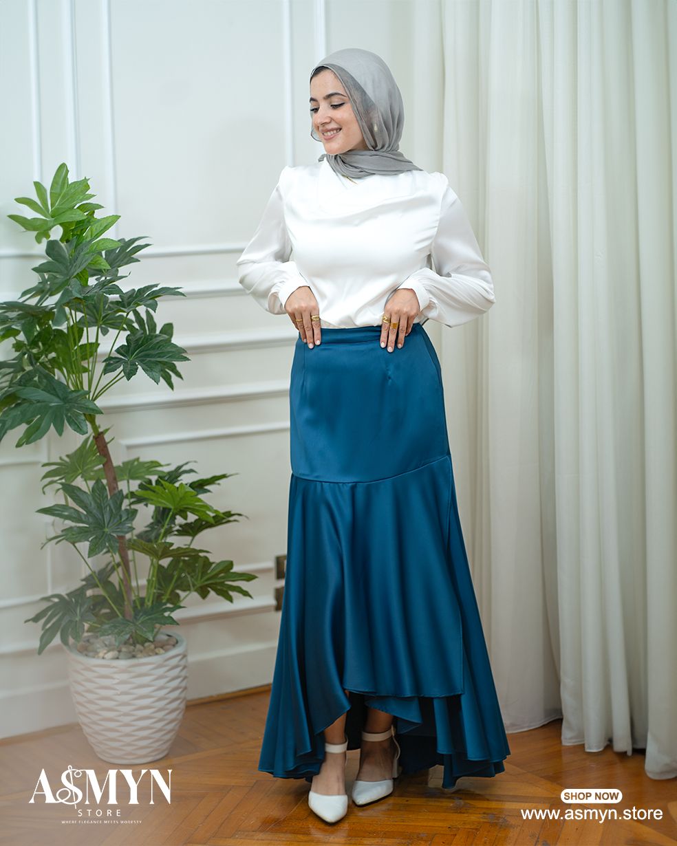 Petroleum Satin Skirt