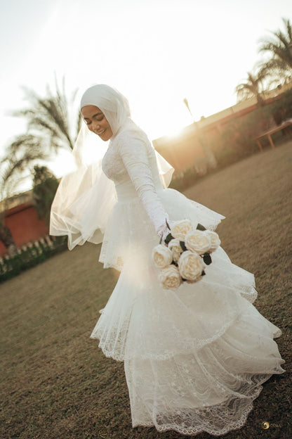 Vintage Lace Layered Wedding Dress