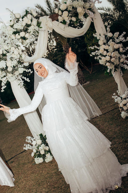 Vintage Lace Layered Wedding Dress