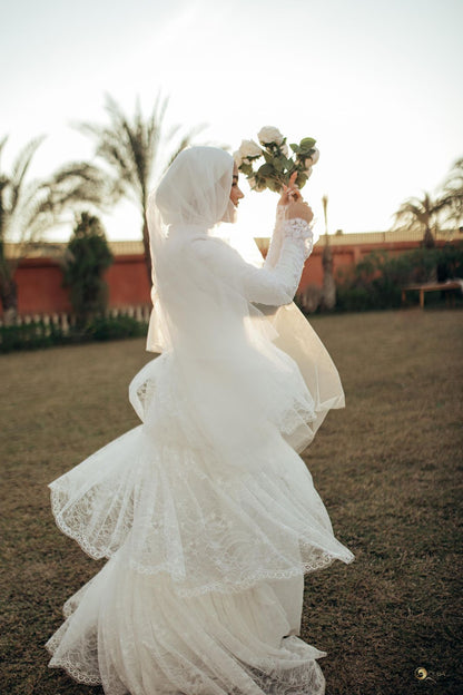 Vintage Lace Layered Wedding Dress