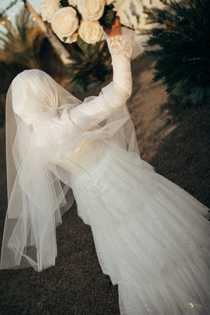Vintage Lace Layered Wedding Dress