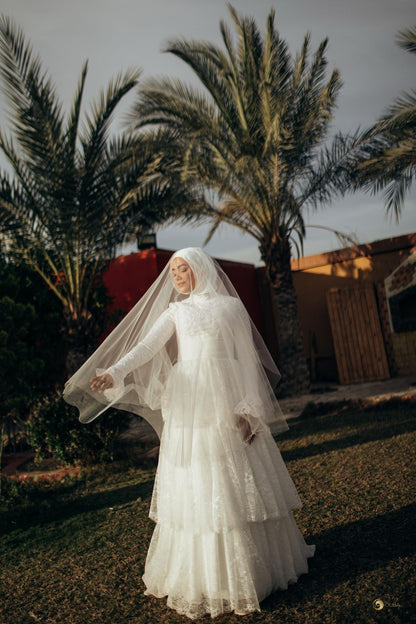Vintage Lace Layered Wedding Dress