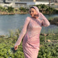 Rose Satin Soiree Dress