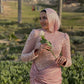 Rose Satin Soiree Dress