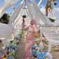 Rose Satin Soiree Dress