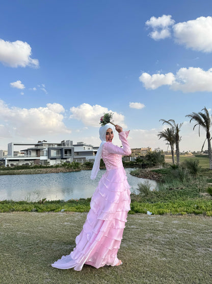 Organza Rose  Satin Soiree  Dress