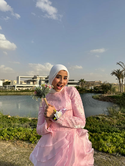 Organza Rose  Satin Soiree  Dress