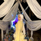 Yellow Satin Soiree Dress