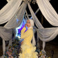 Yellow Satin Soiree Dress