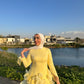Yellow Satin Soiree Dress