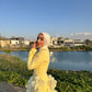 Yellow Satin Soiree Dress