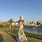 Olive Satin Marilyn Soiree Dress
