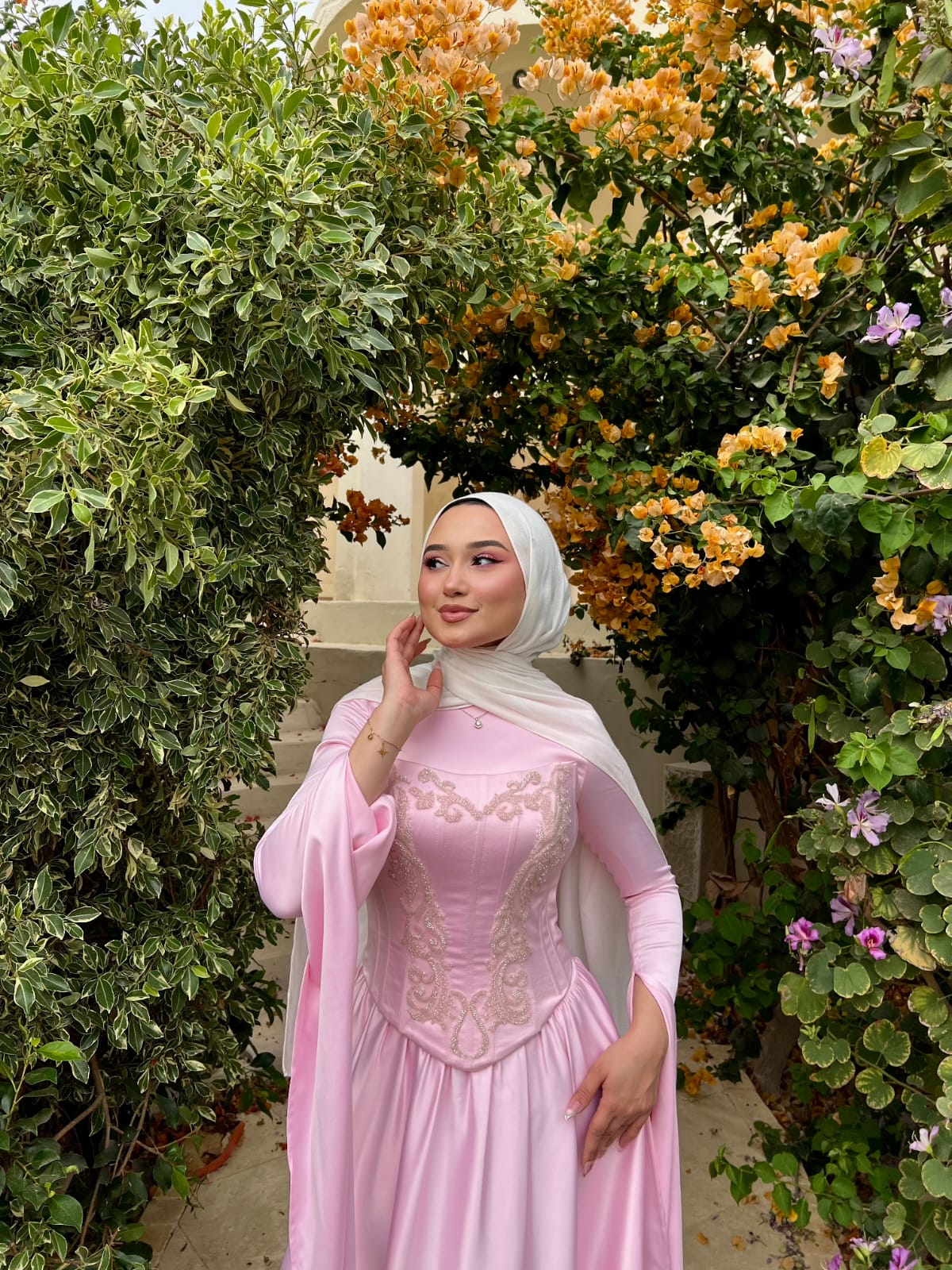 Baby Pink Satin Soiree Dress