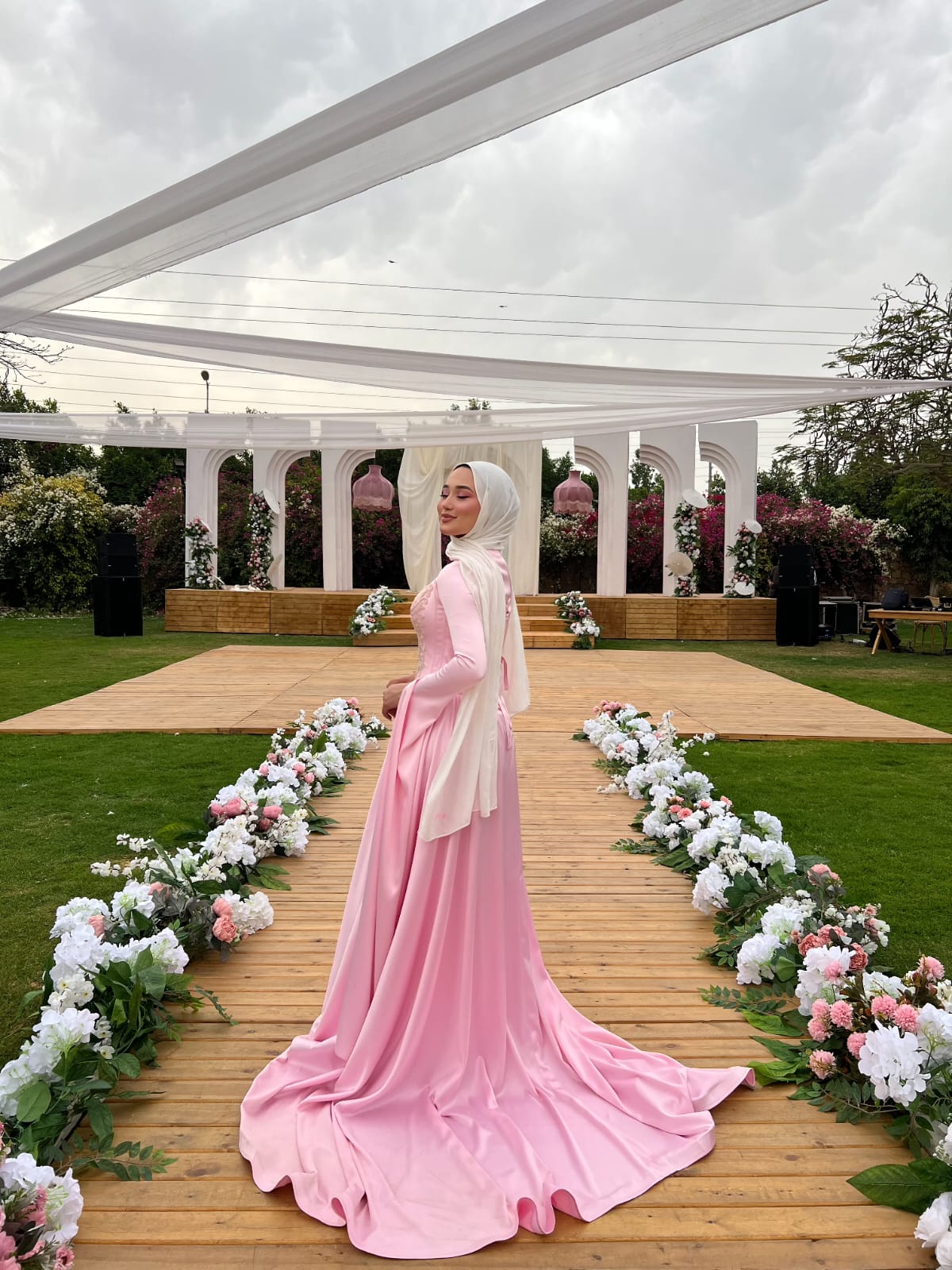 Baby Pink Satin Soiree Dress