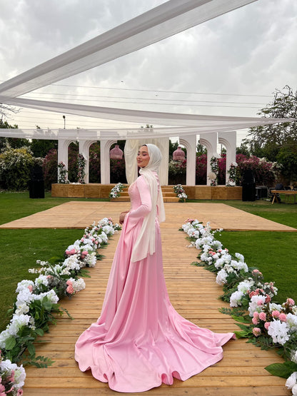 Baby Pink Satin Soiree Dress