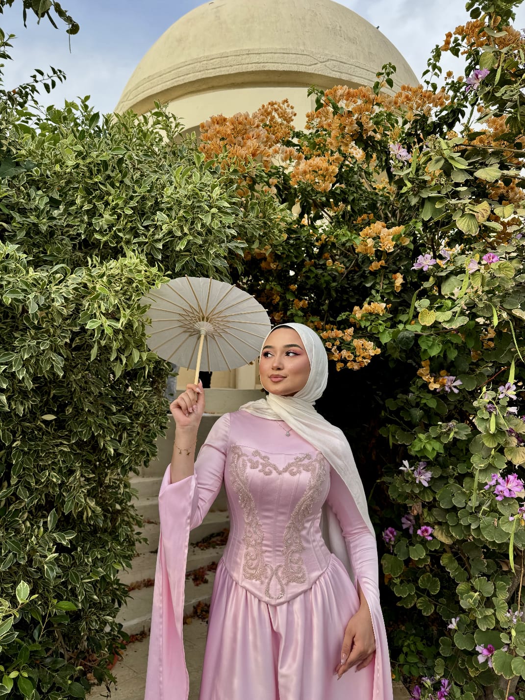 Baby Pink Satin Soiree Dress