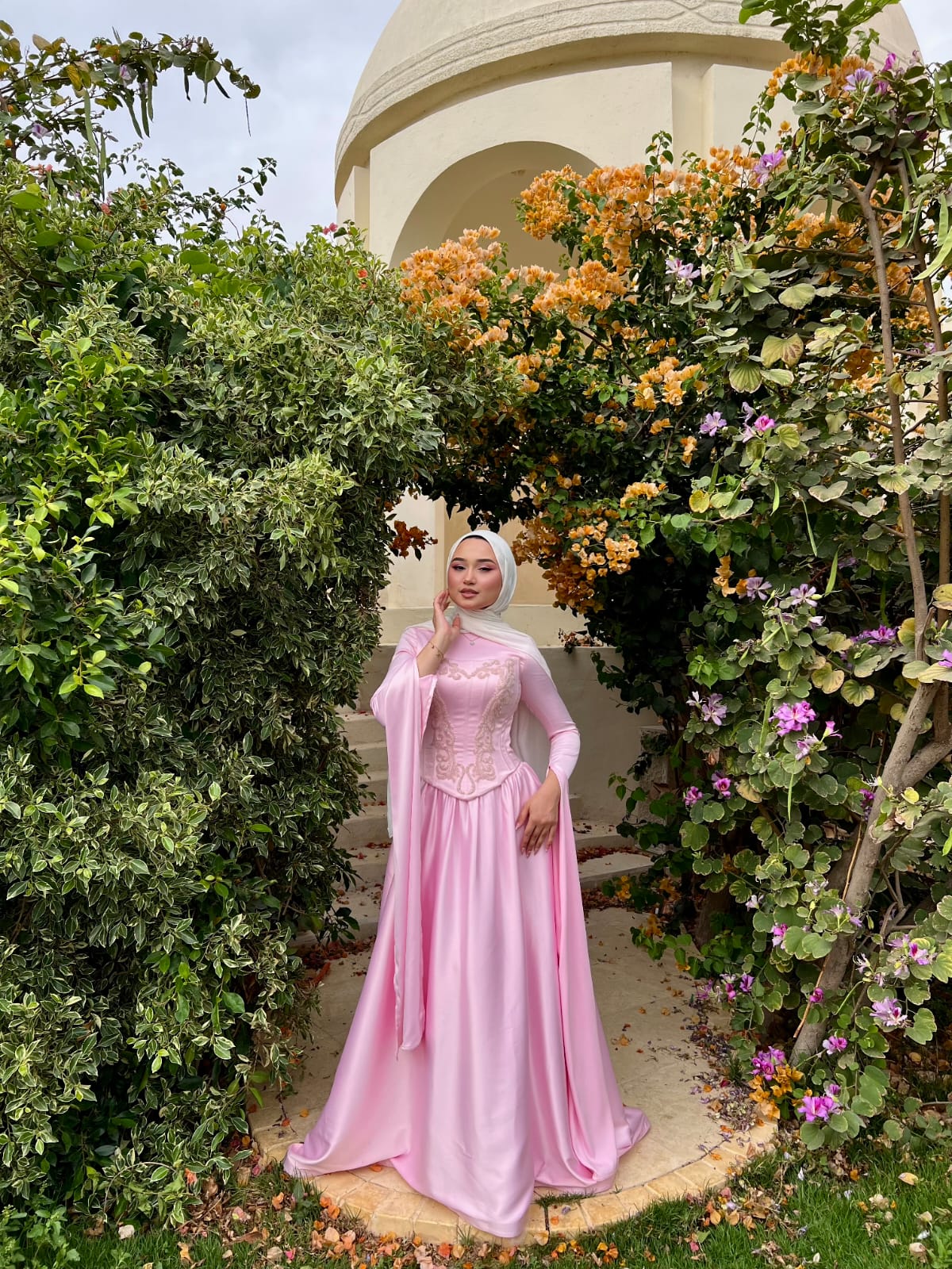 Baby Pink Satin Soiree Dress