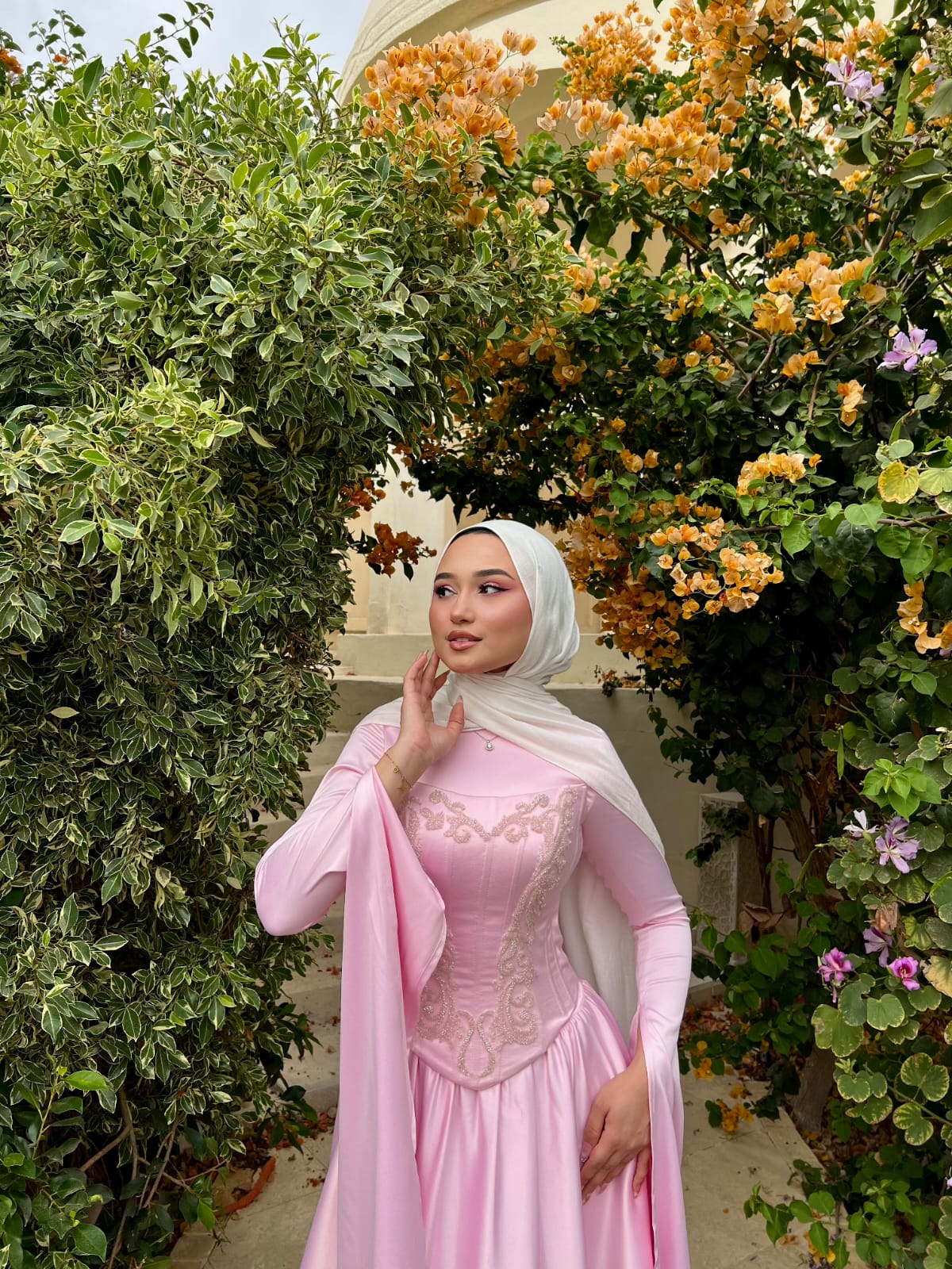 Baby Pink Satin Soiree Dress