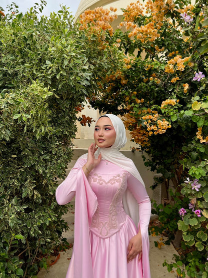 Baby Pink Satin Soiree Dress