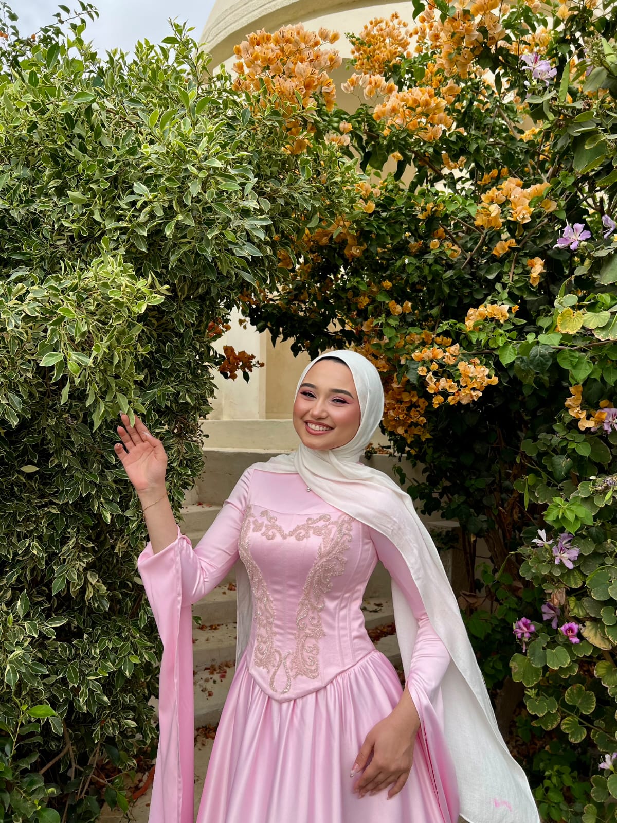 Baby Pink Satin Soiree Dress