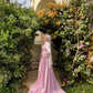 Baby Pink Satin Soiree Dress