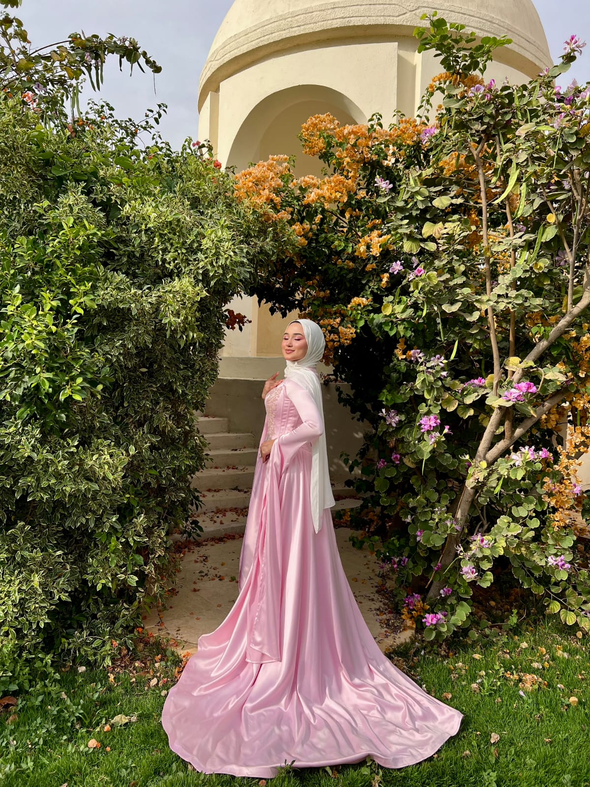 Baby Pink Satin Soiree Dress