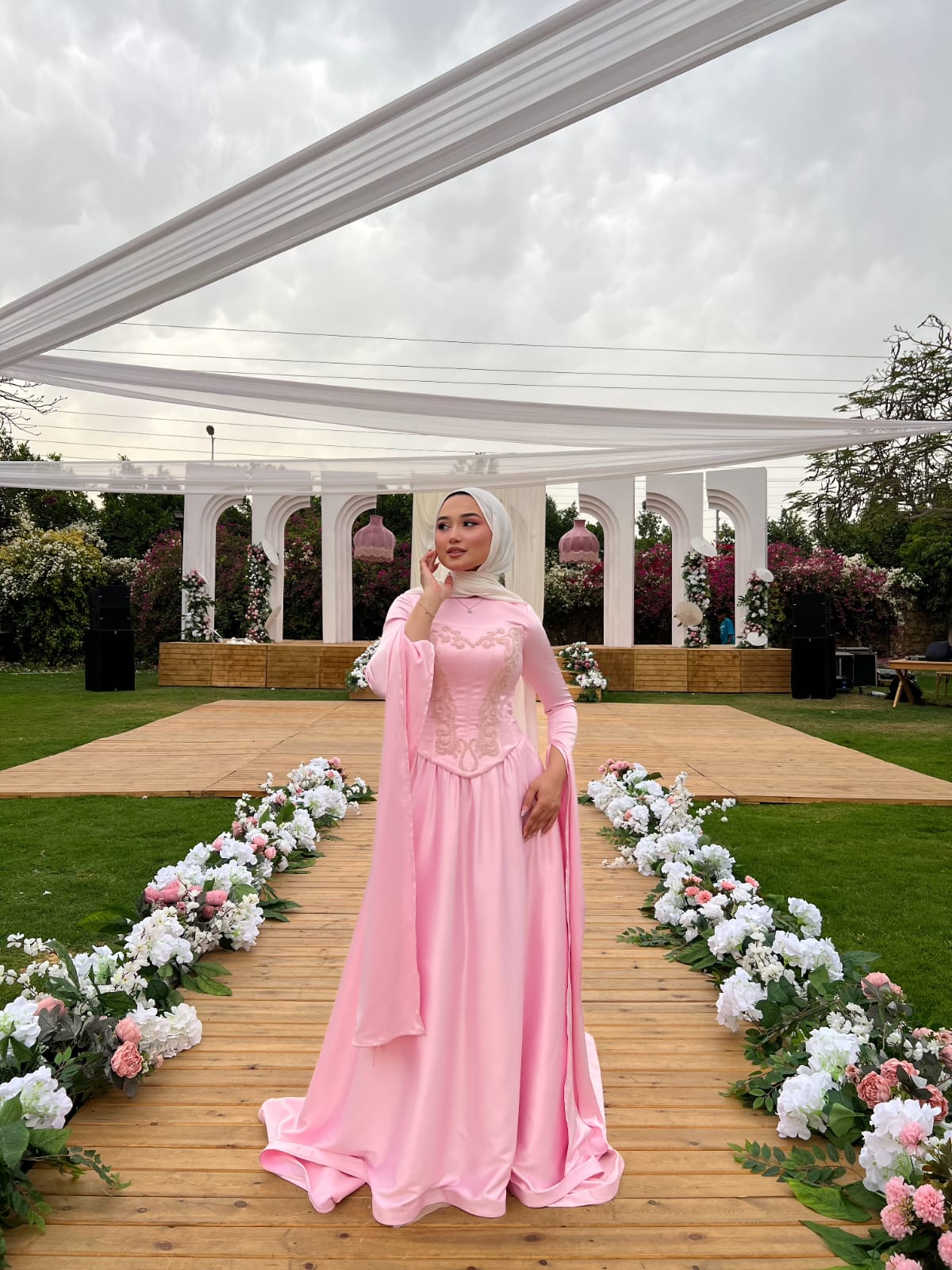 Baby Pink Satin Soiree Dress