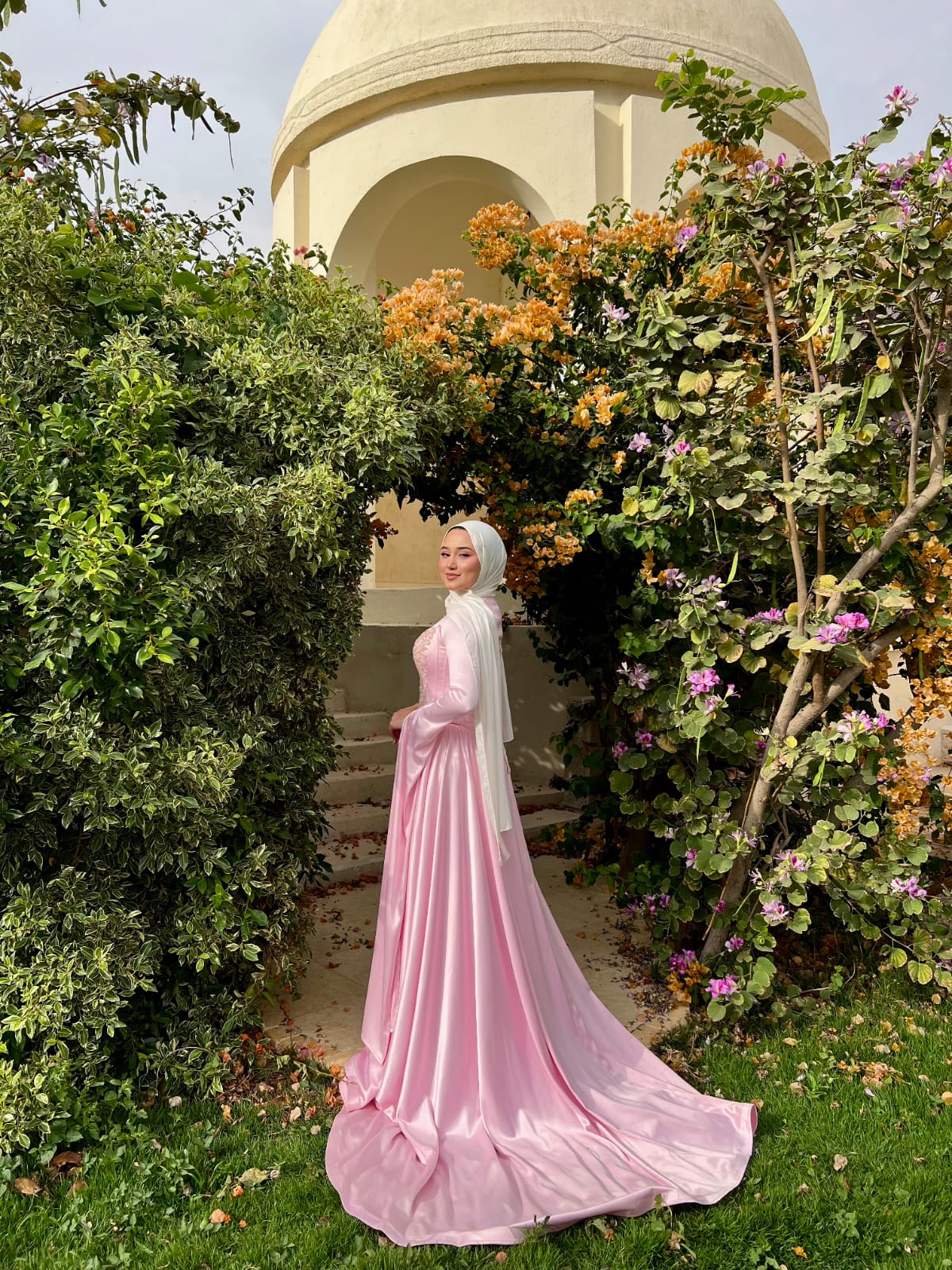 Baby Pink Satin Soiree Dress