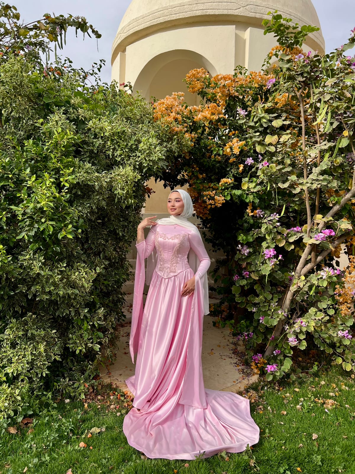 Baby Pink Satin Soiree Dress
