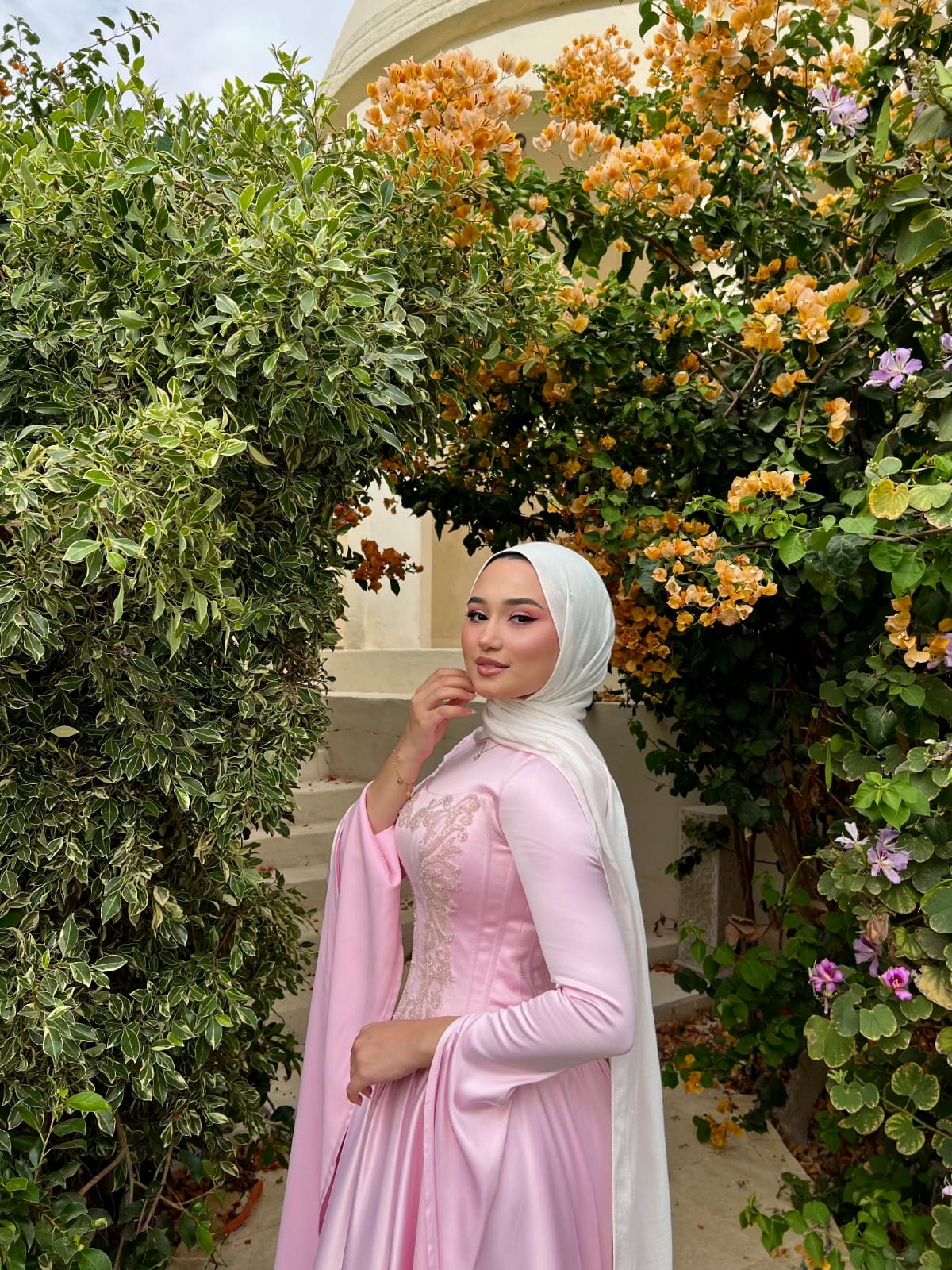 Baby Pink Satin Soiree Dress