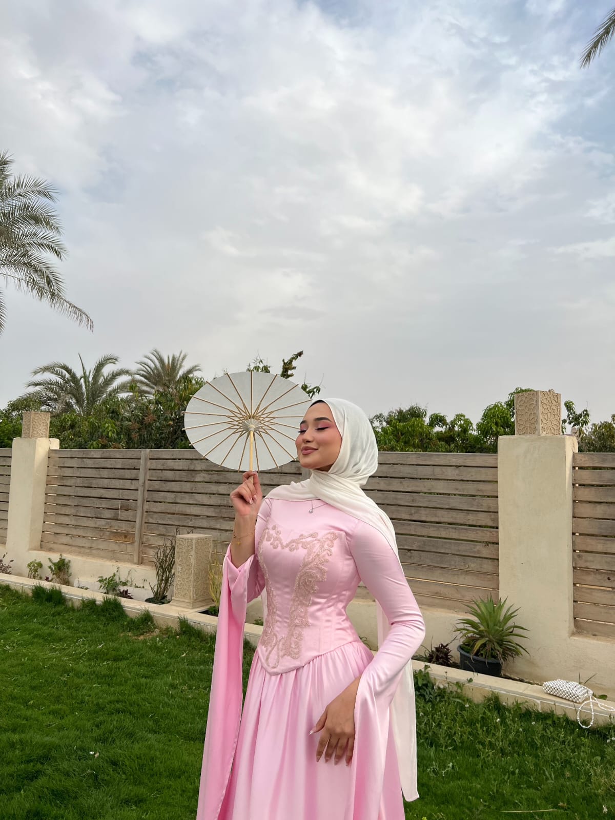 Baby Pink Satin Soiree Dress