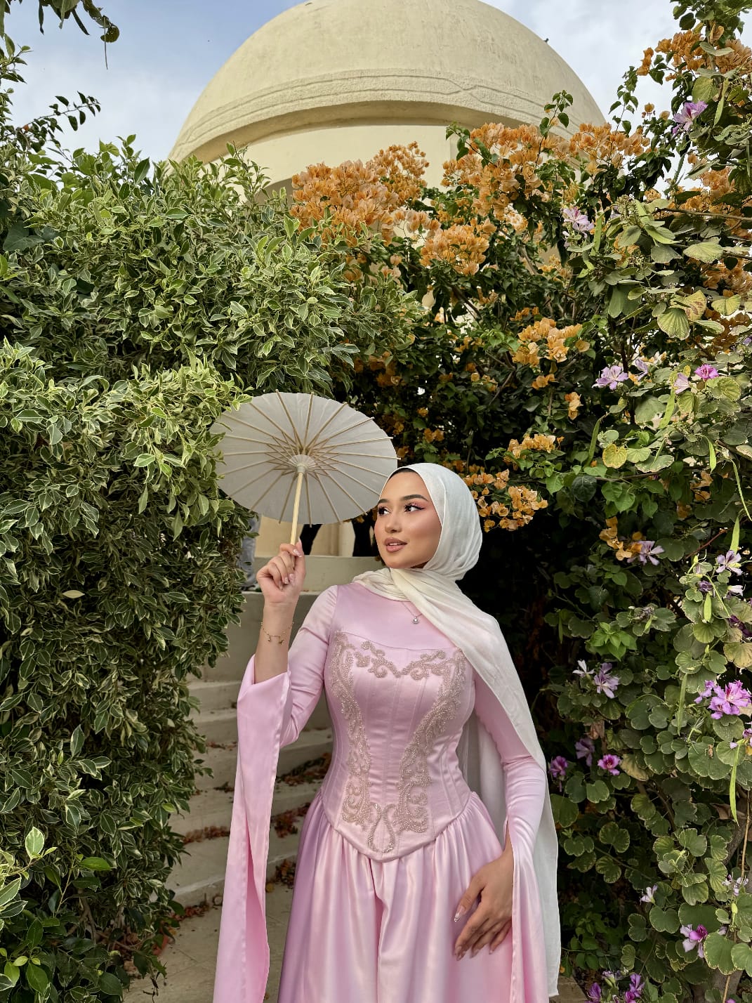 Baby Pink Satin Soiree Dress