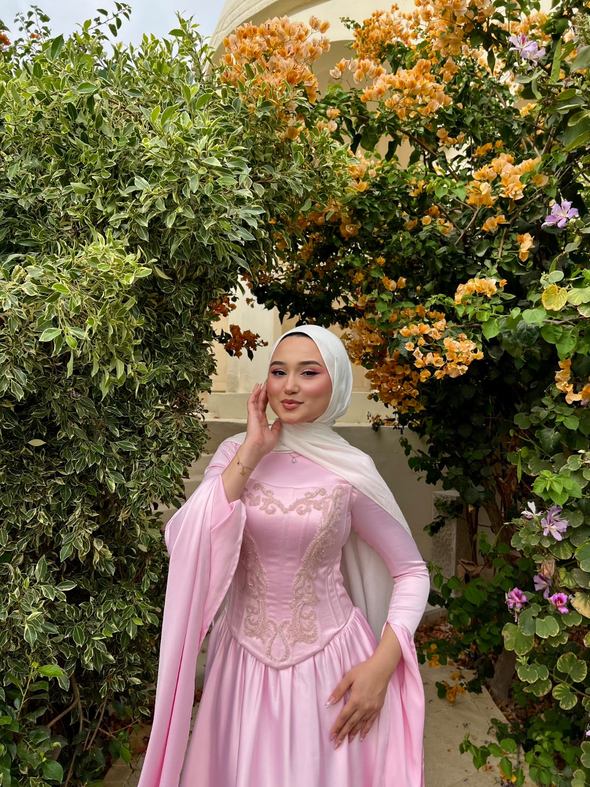 Baby Pink Satin Soiree Dress