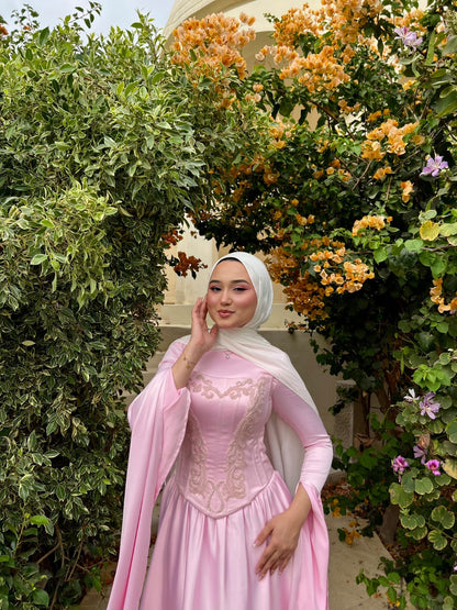 Baby Pink Satin Soiree Dress