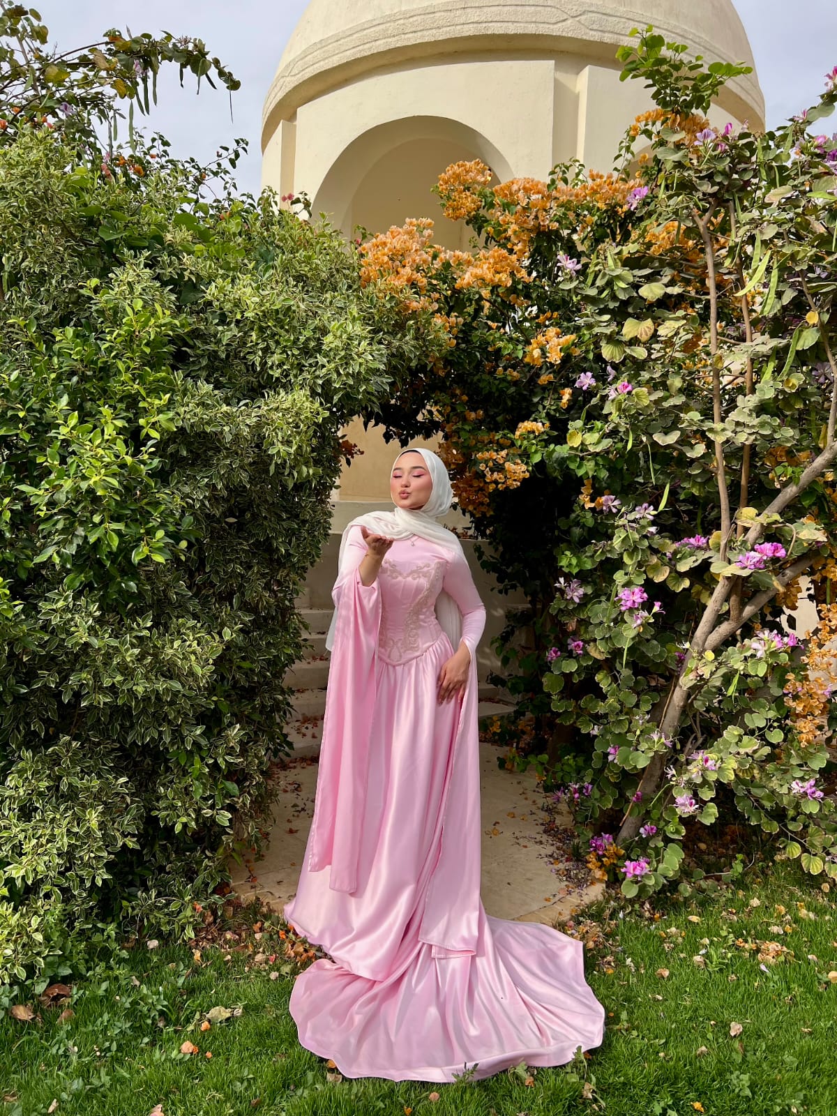 Baby Pink Satin Soiree Dress