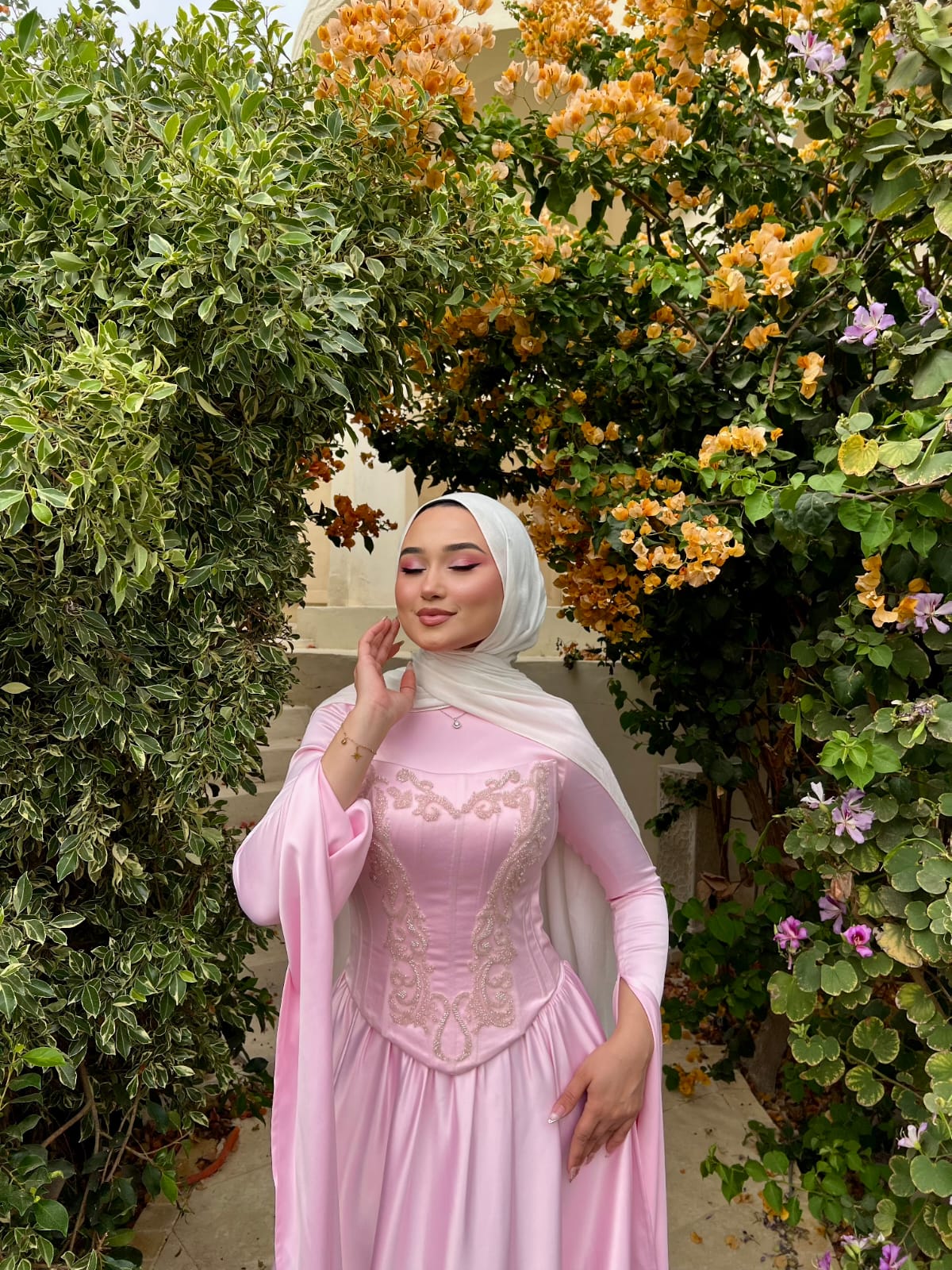 Baby Pink Satin Soiree Dress
