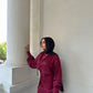 Burgandy Satin Dress Set
